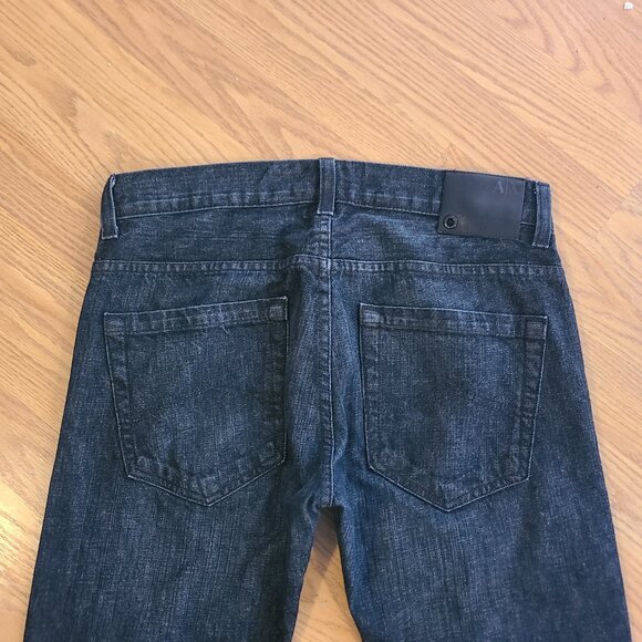 GIORGIO ARMANI EXCHANGE BLACK WASH SLIM STRAIGHT JEANS RIGID DENIM sz 31 R - Picture 5 of 7
